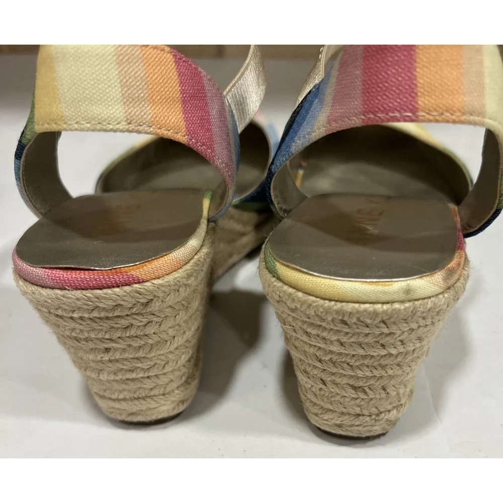 Anne Klein Acer Rainbow Espadrille Wedge Sandals Jute Slip‎ On Shoes Size 7